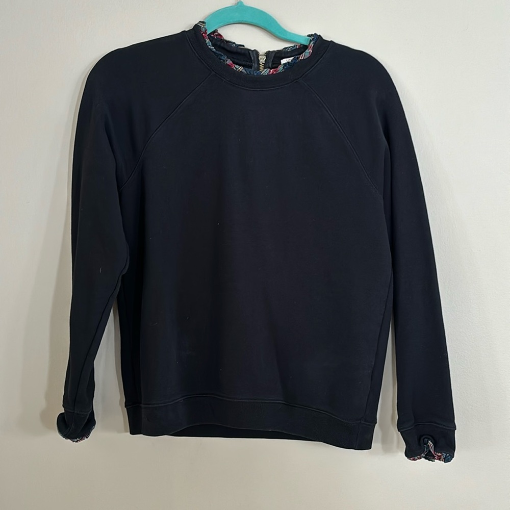 J.Crew Factory Black Plaid Detail Sweatshirt